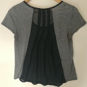 Nordstrom navy and gray t shirt sheer back
